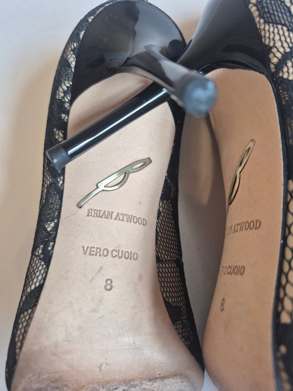 Brian Atwood leather and lace pumps in black and nude size 8 - Picture 5 of 5